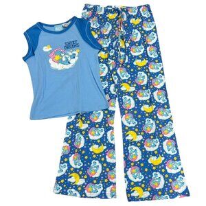 Care Bears Sweet Dreams Blue Pajama Set Medium 100% Cotton Womens Sleepwear